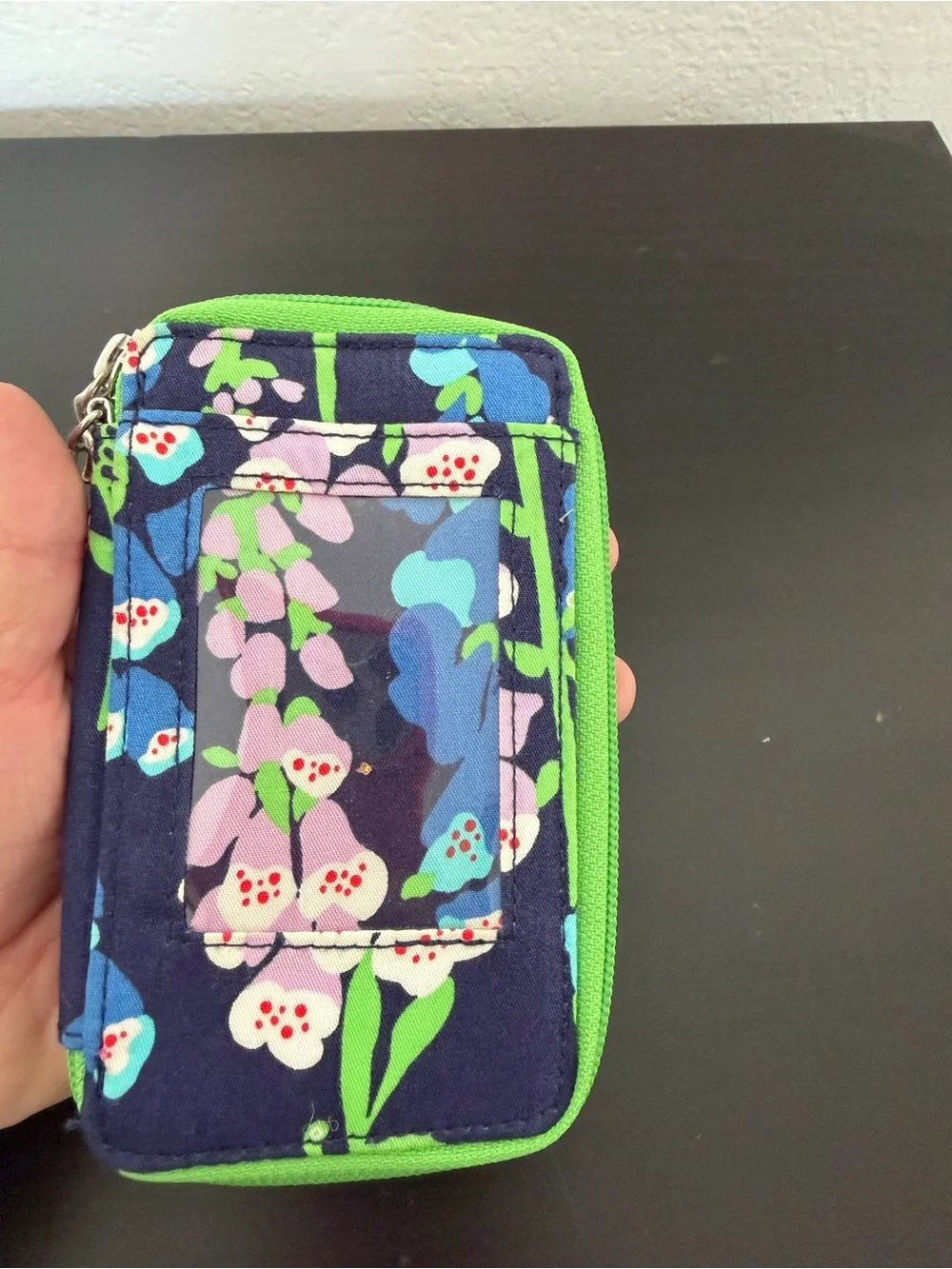 Lilly Pulitzer Navy Floral Phone Wristlet with Green Trim